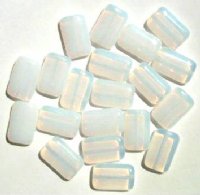 20 18mm White Opal Chiclet Glass Beads
